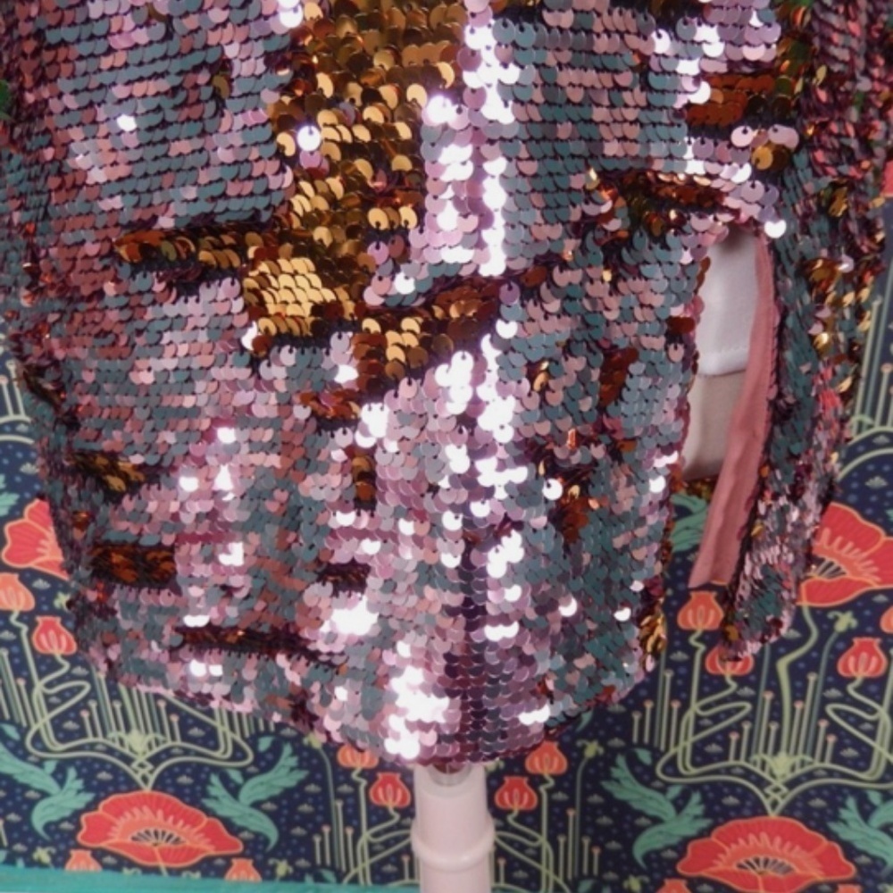 For Love & Lemons Sparklers Pink Gold Sequin Mini Party Dress XS/S Nwt - Picture 7 of 9